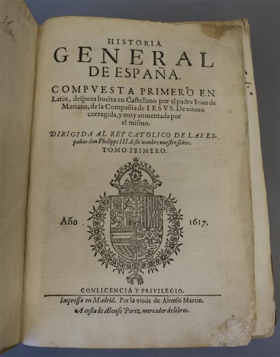 Mariana, Juan de - Historia General de Espana, qto, limp vellum, ragged bottom right corners to first twelve